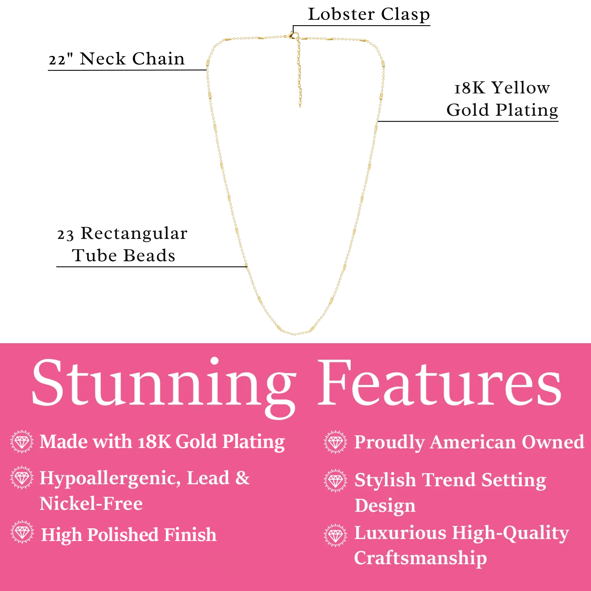 Cassidy 18k White Gold Plated Stacking Necklace Chain
