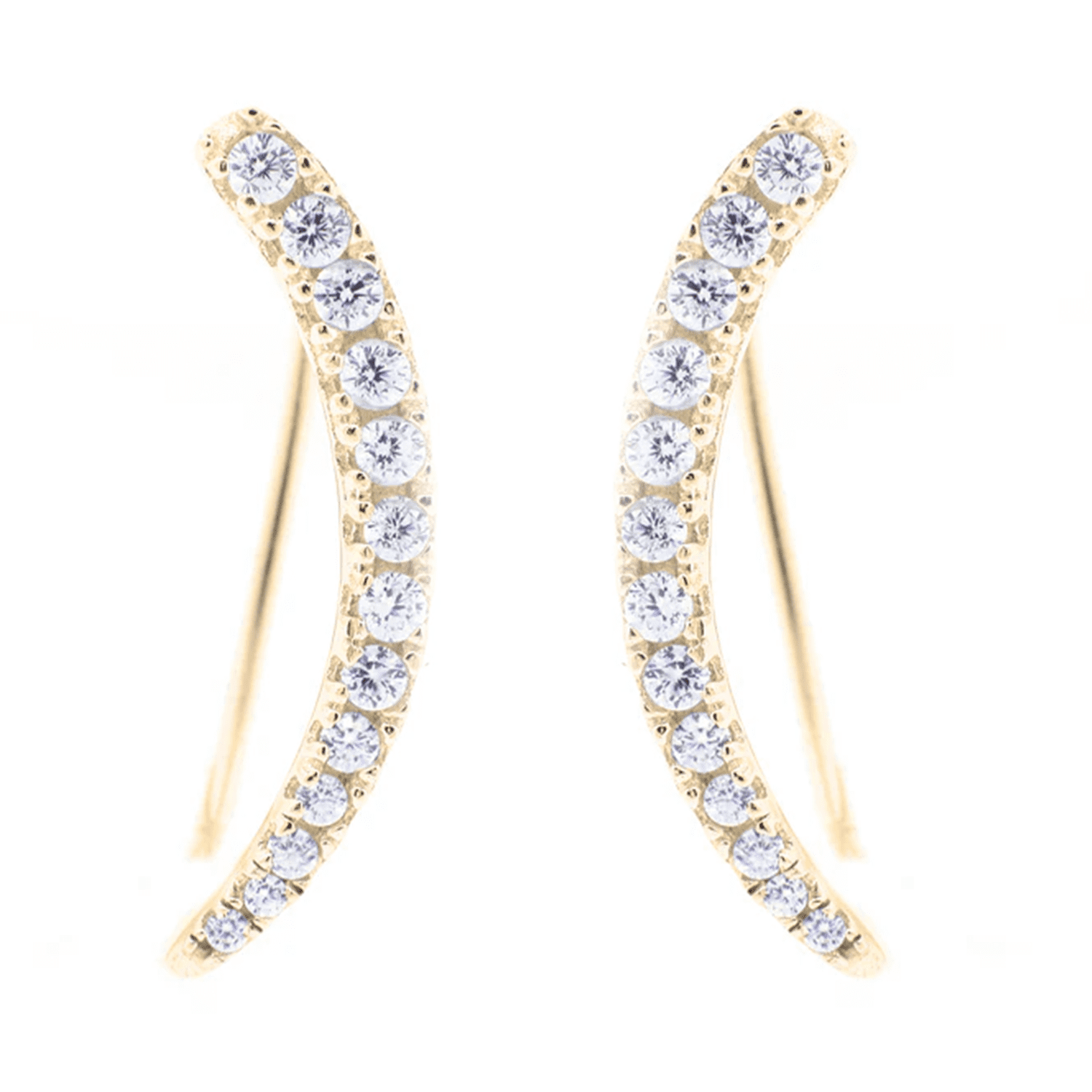 Camila 18k White Gold Plated Sterling Silver Ear Climber Earrings with Simulated Diamond Crystals