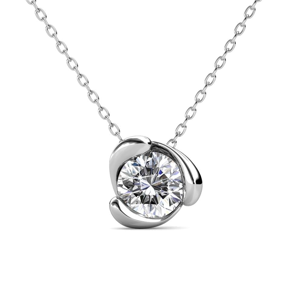 Harmony 18k White Gold Necklace and Stud Earrings Jewelry Set with Swarovski Crystals