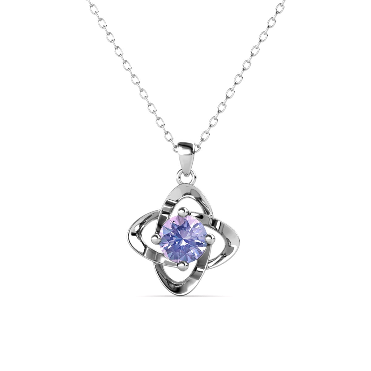 Infinity 18k White Gold Plated Birthstone Flower Necklace with Simulated Diamond Crystals