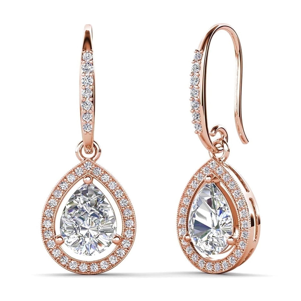 Isabel 18k White Gold Plated Drop Earrings and Necklace Jewelry Set with Simulated Diamond Crystals