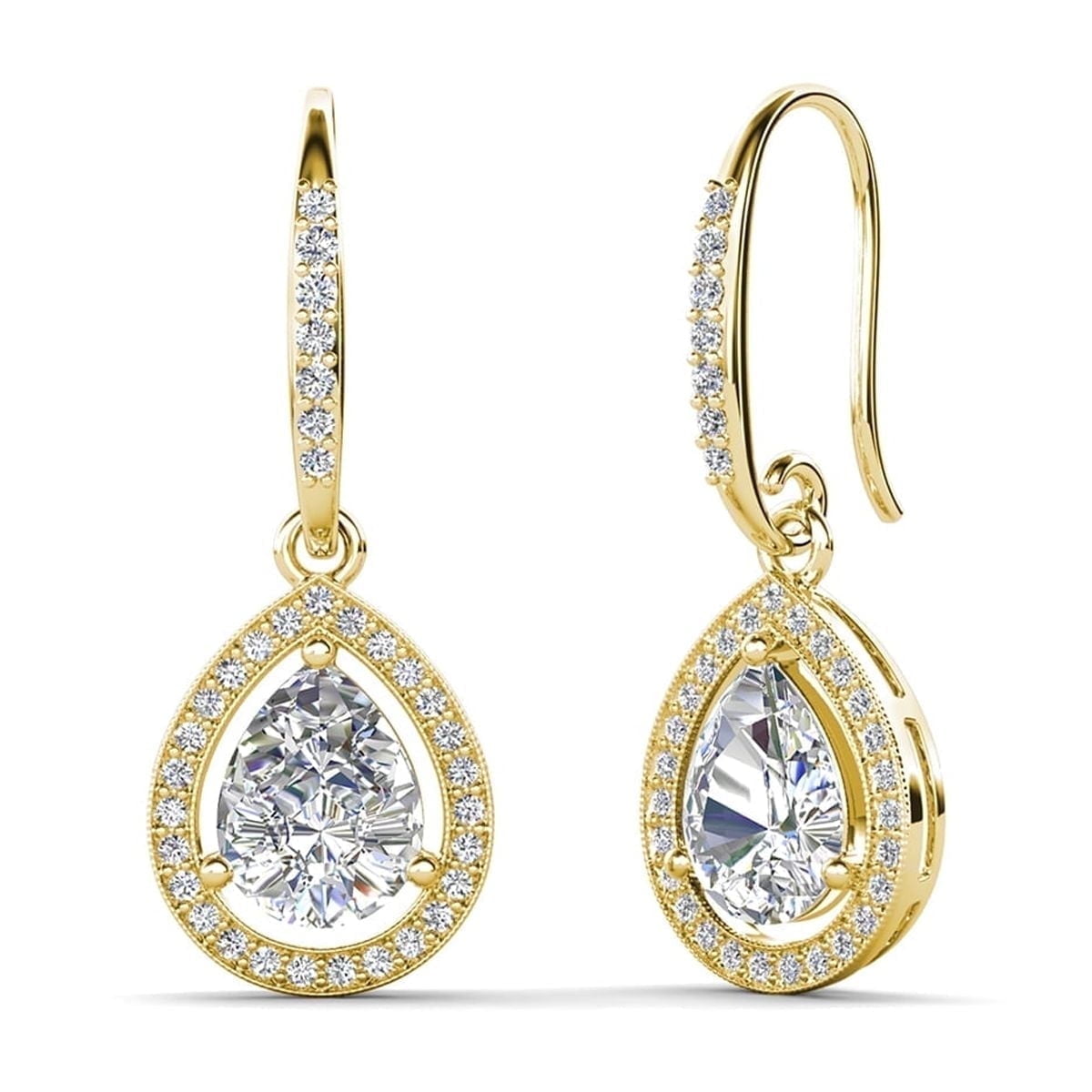 Isabel 18k White Gold Plated Drop Earrings and Necklace Jewelry Set with Simulated Diamond Crystals