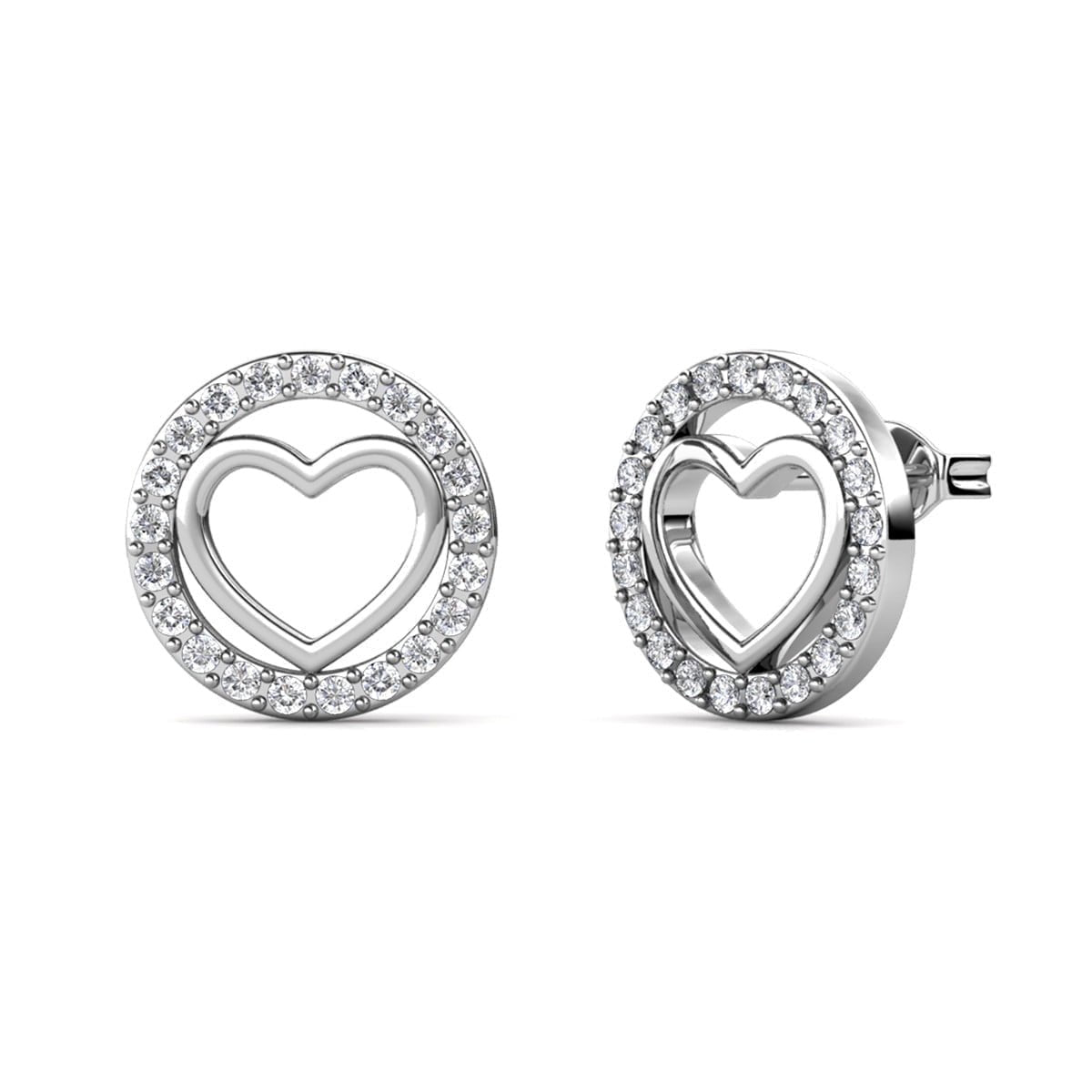 Khaleesi 18k White Gold Plated Silver Heart Necklace and Earring Set with Swarovski Crystals