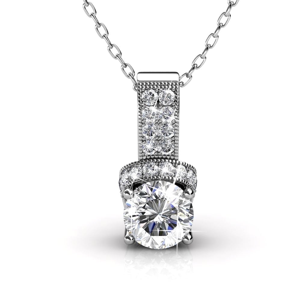 Laya 18k White Gold Pendant Necklace and Earrings Jewelry Set with Swarovski Crystals — Final Sale