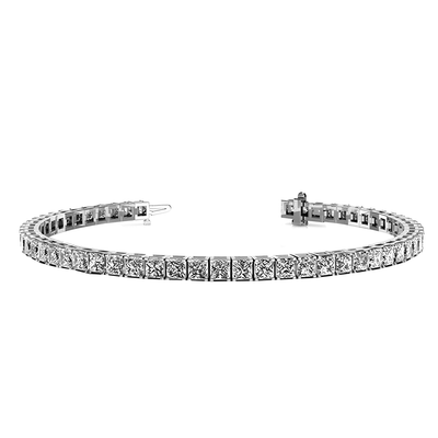 Leila Pulsera De Tenis Con Circonita Cúbica Chapada En Oro Blanco De 18 Quilates