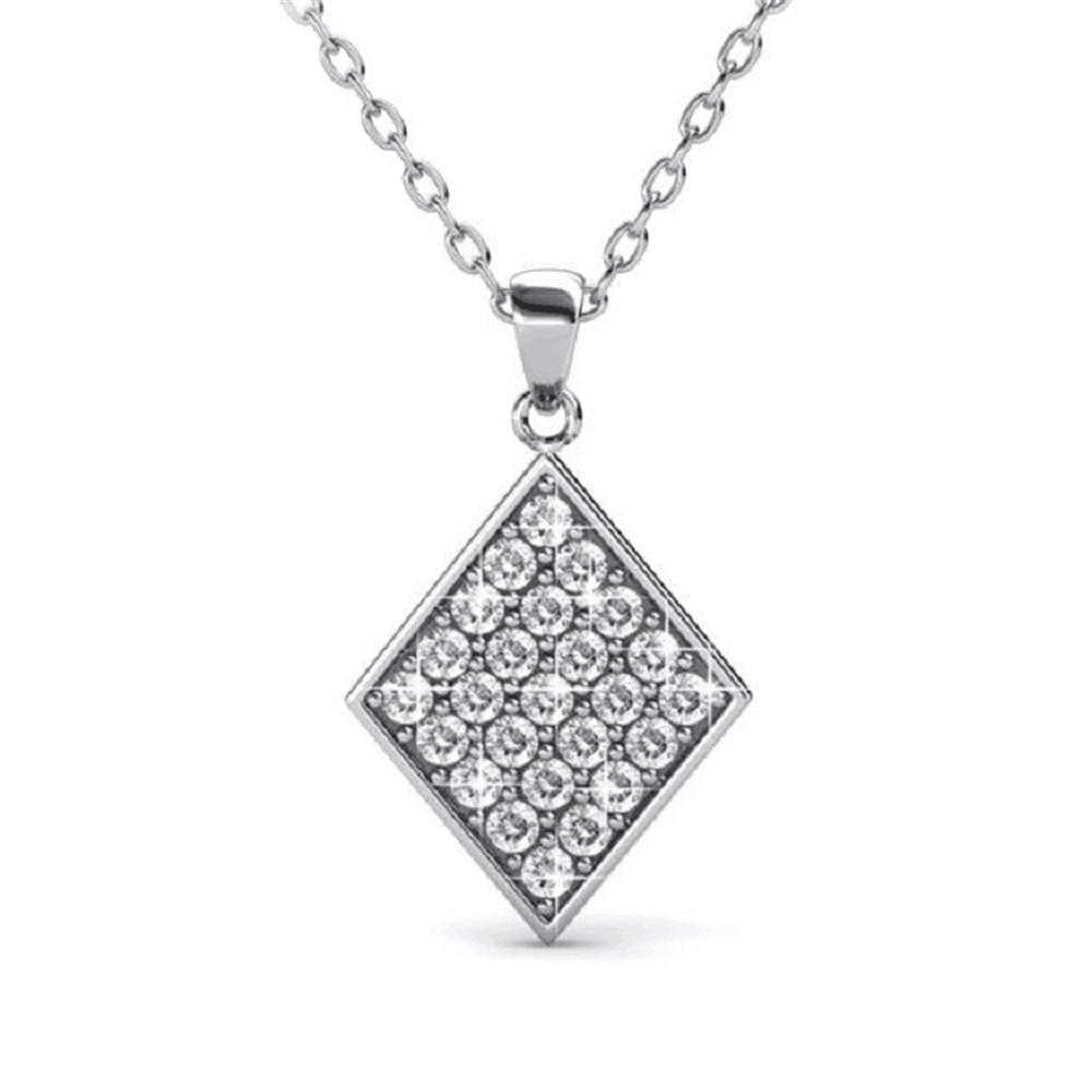 Lennon 18k White Gold Necklace and Stud Earrings Jewelry Set with Crystals