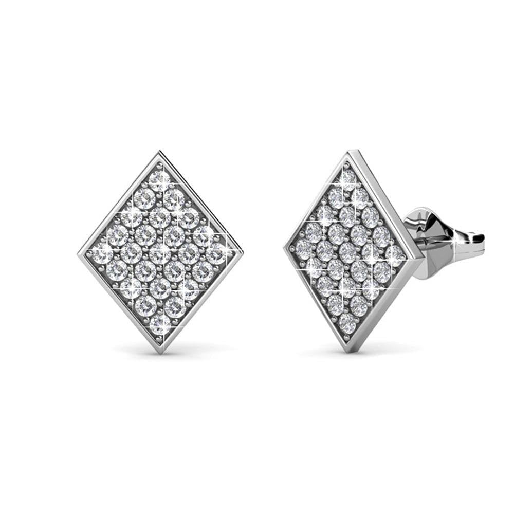 Lennon 18k White Gold Necklace and Stud Earrings Jewelry Set with Crystals