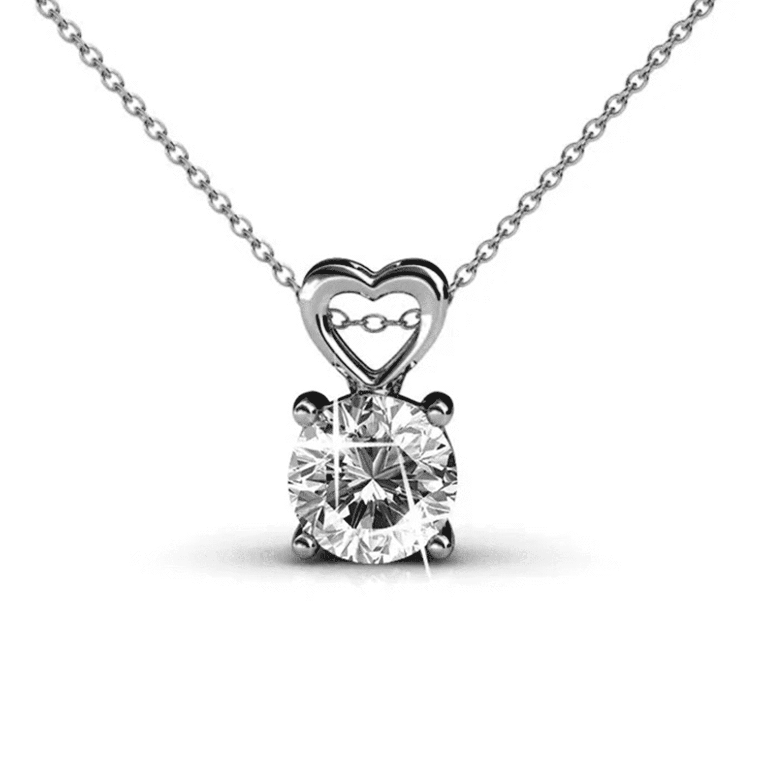 Marian 18k White Gold Necklace and Stud Earrings Jewelry Set with Swarovski Crystal
