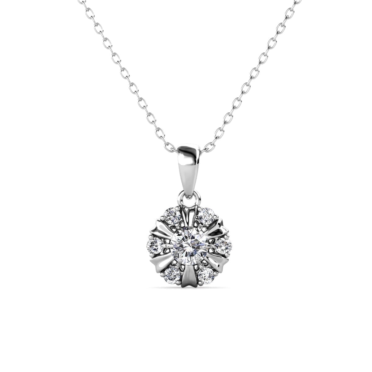 Millie 18k White Gold Plated Stud Earrings and Necklace Jewelry Set with Swarovski Crystals