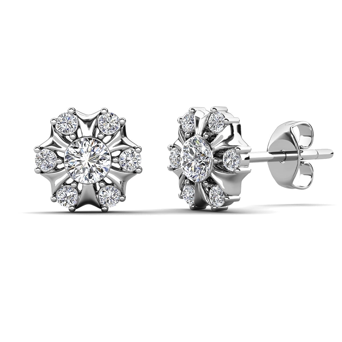 Millie 18k White Gold Plated Stud Earrings and Necklace Jewelry Set with Swarovski Crystals