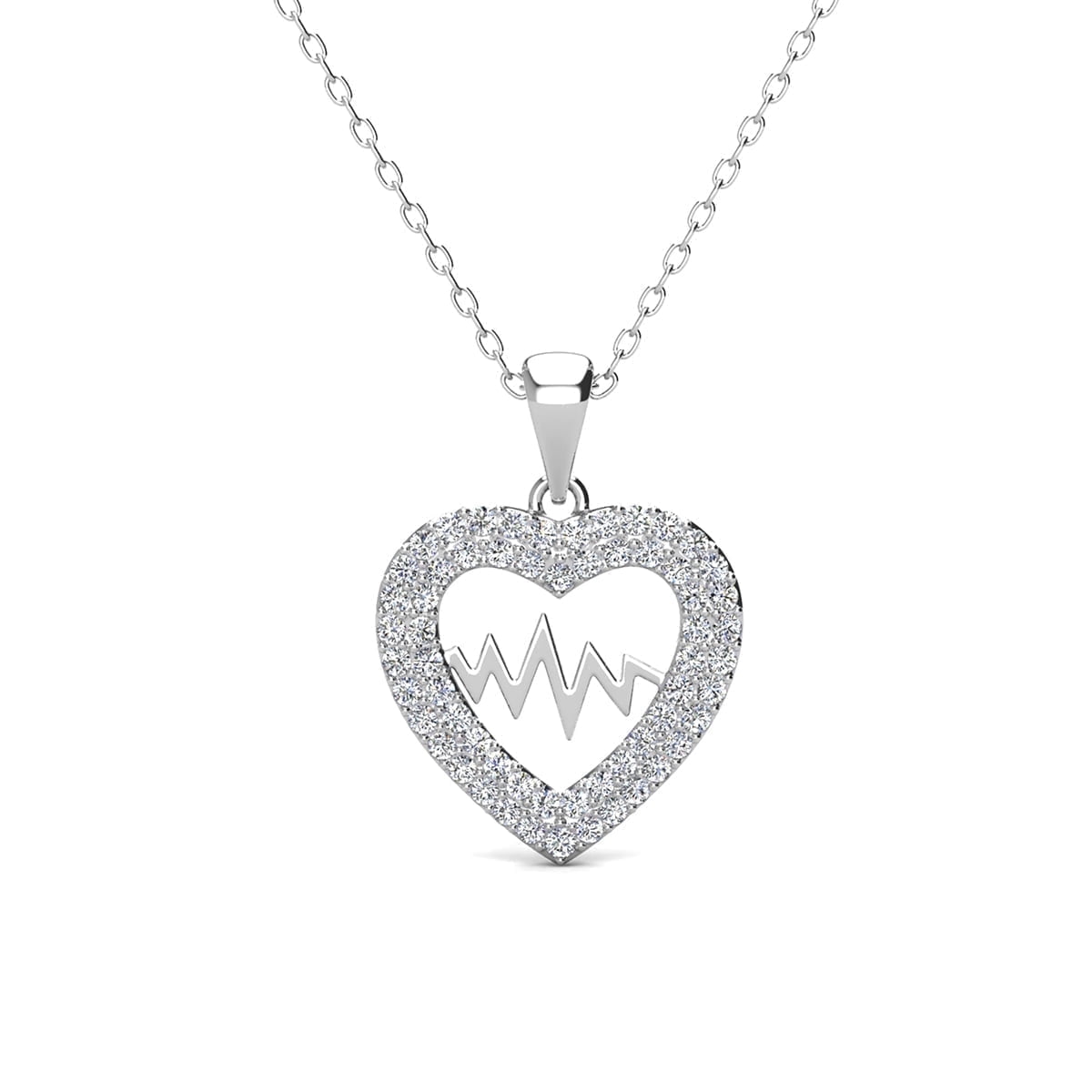 Molly 18k White Gold Plated Heart Necklace with Swarovski Crystals & Heartfelt Message for Daughter