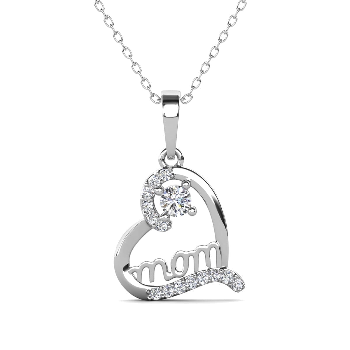 Thelma 18k White Gold Plated Necklace with Swarovski Crystals & Heartfelt Message for Mom
