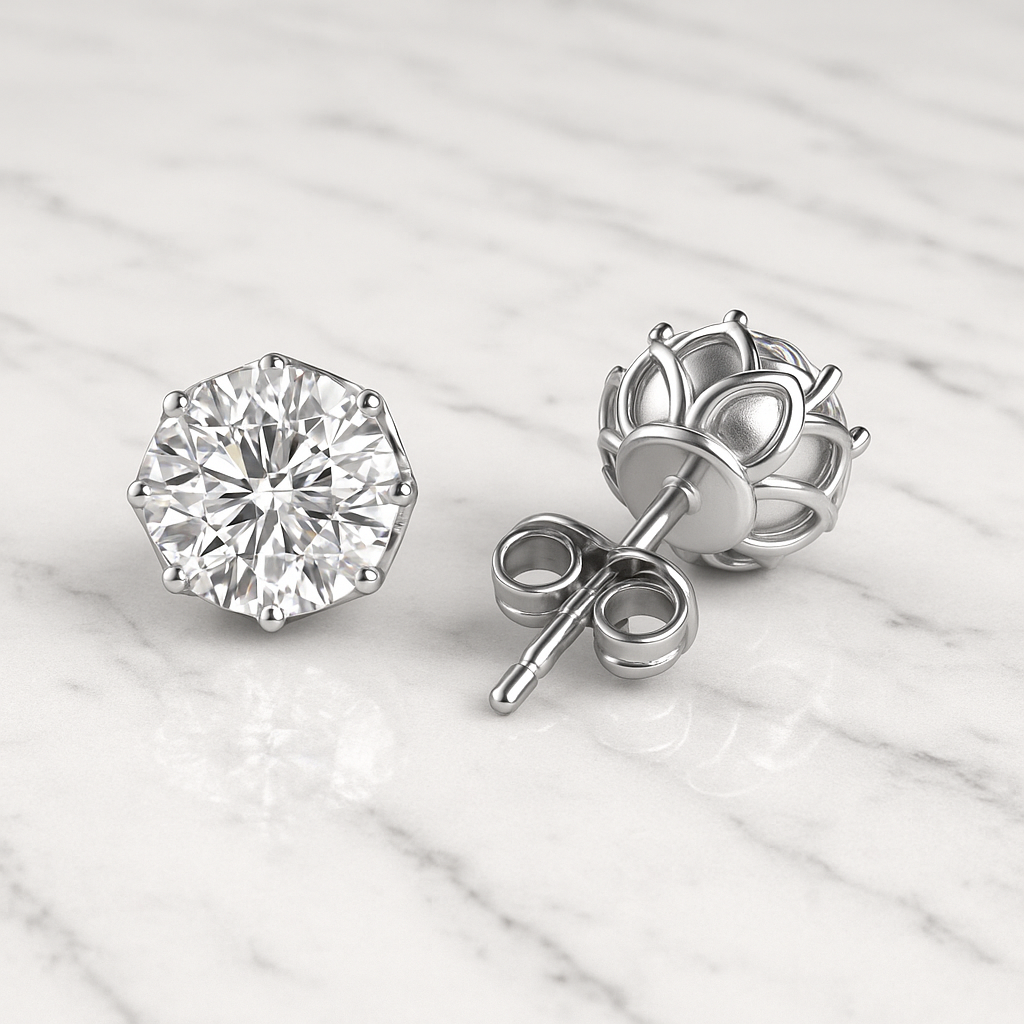 Eden 18k White Gold Plated Crystal Stud Earrings with Swarovski Crystals - FAB FAV