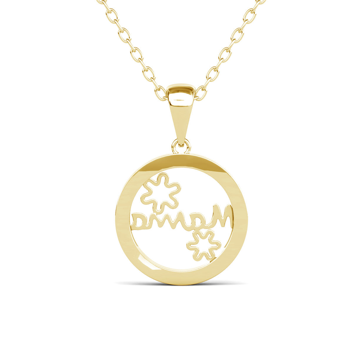 Willa 18k White Gold Plated Circle Mama Necklace with Simulated Diamond Crystals