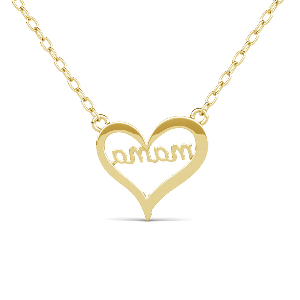 Louise 18k White Gold Plated Mama Heart Necklace with Simulated Diamond Crystals