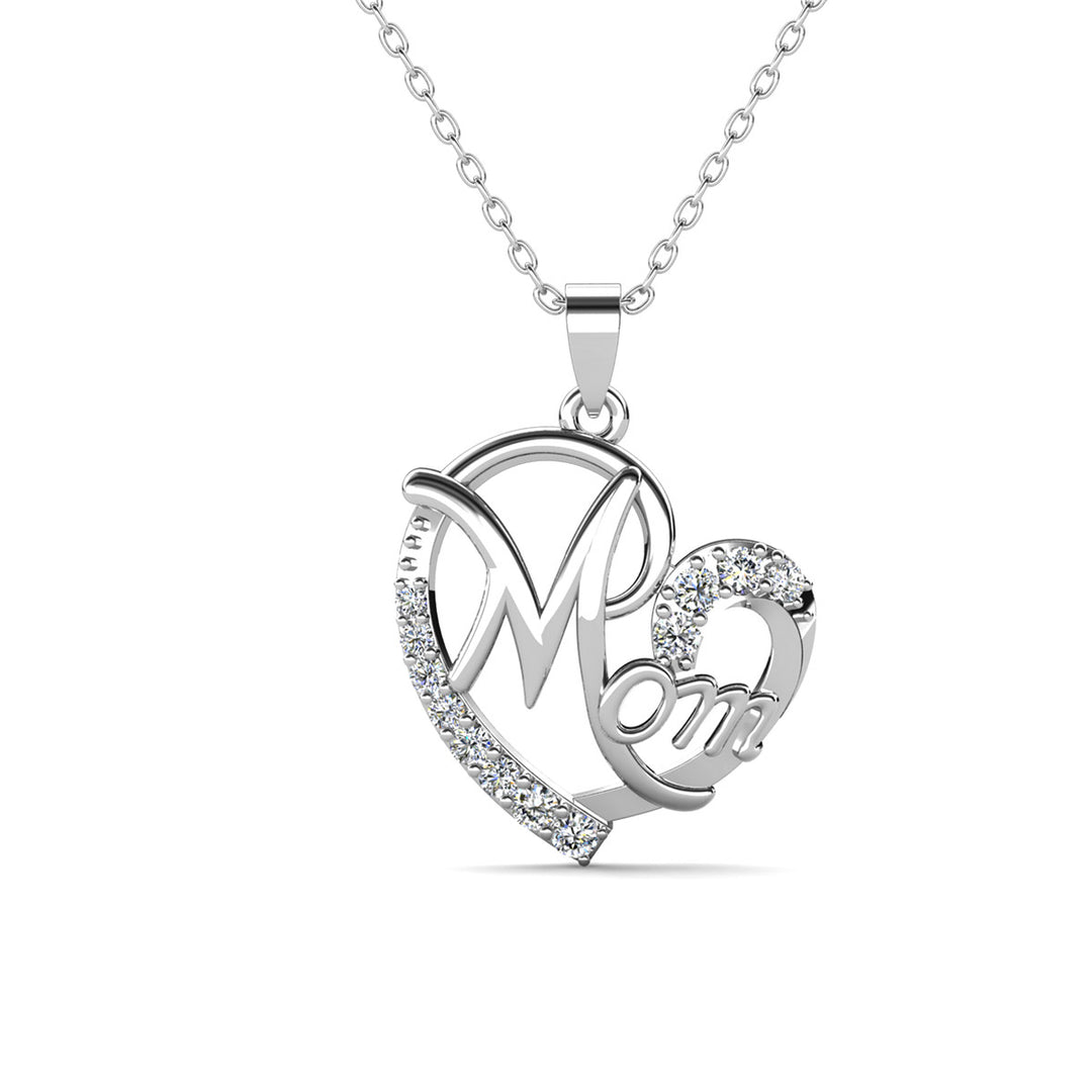 Mom 18k White Gold Plated Necklaces with Swarovski Crystals and Message Card