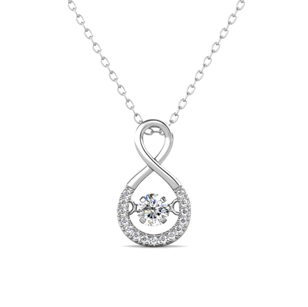 Martha 18k White Gold Plated Infinity Dancing Pendant Necklace with Swarovski Crystals