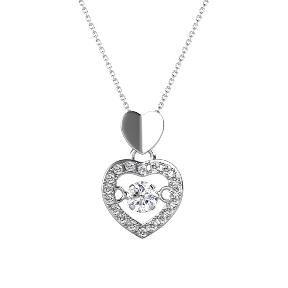 Shelby 18k White Gold Plated Heart Dancing Necklace with Swarovski Crystals
