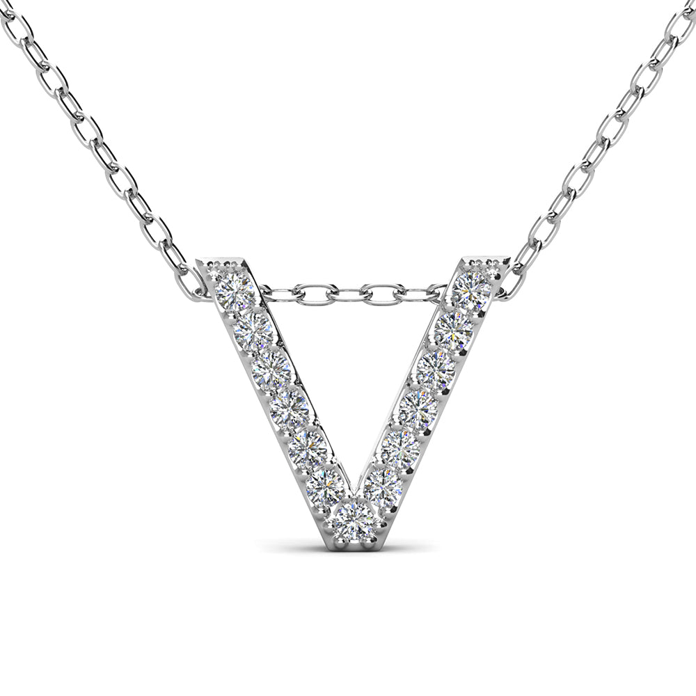 Ethereal Collection 18k White Gold Plated Initial Letter Pendant Necklace with Swarovski Crystals