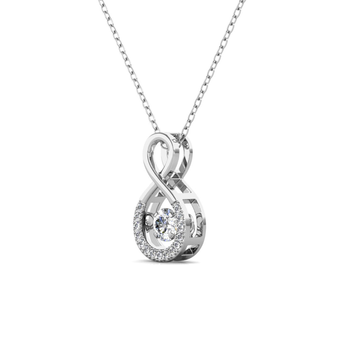 Martha 18k White Gold Plated Infinity Dancing Pendant Necklace with Swarovski Crystals