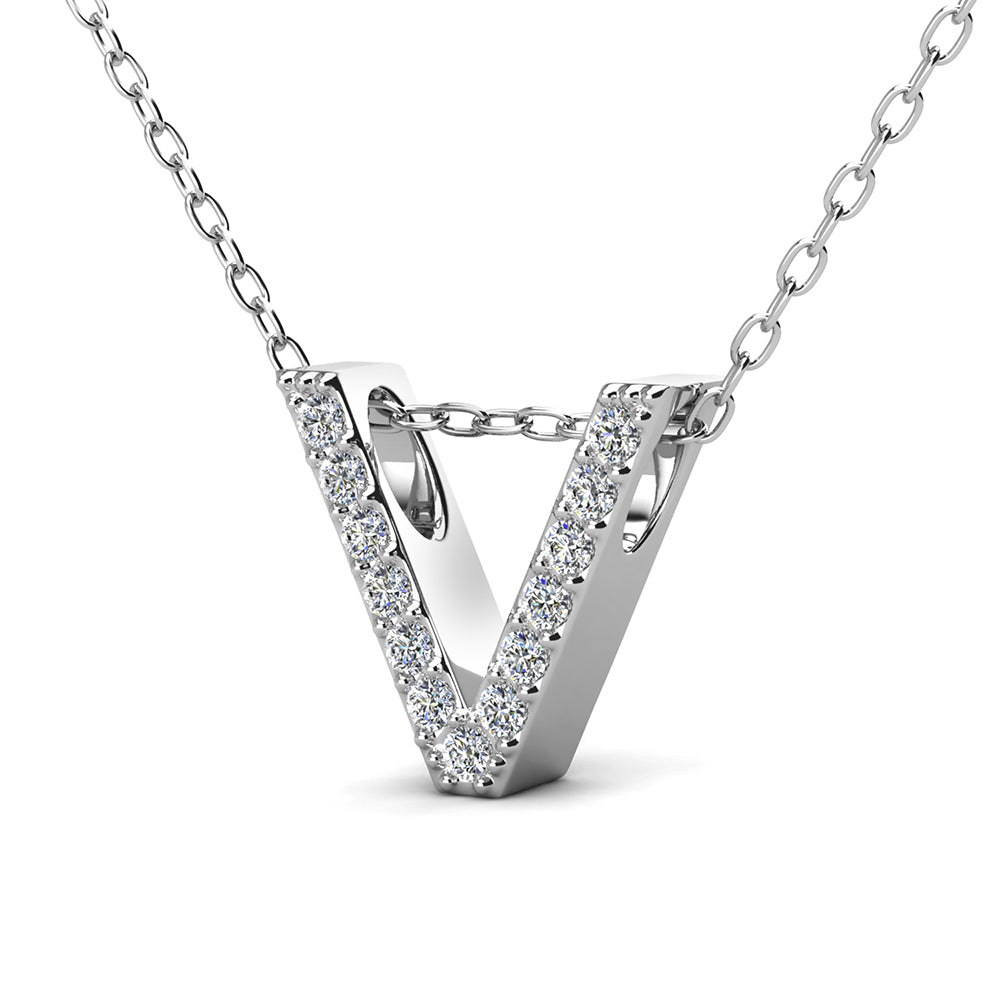 Ethereal Collection 18k White Gold Plated Initial Letter Pendant Necklace with Swarovski Crystals