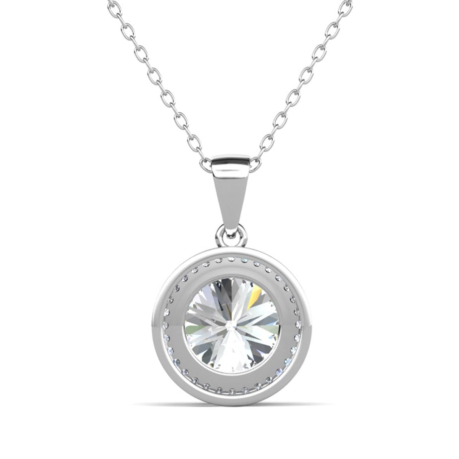 Sophia 18k White Gold Plated Pendant Necklace with Simulated Diamond Crystals