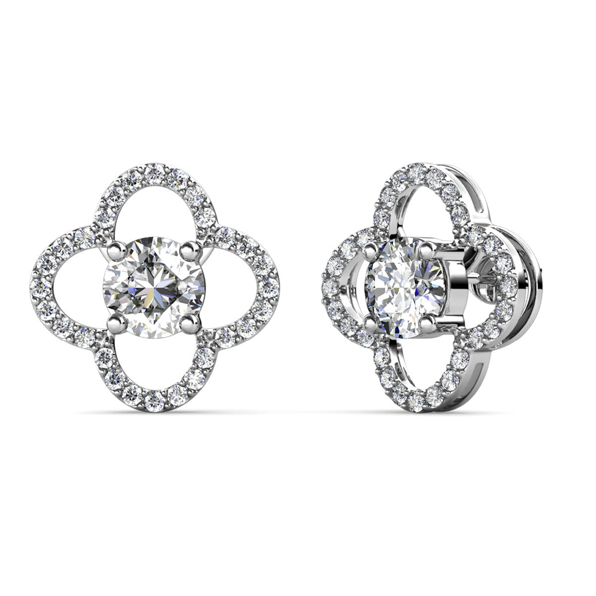 Moissanite by Cate & Chloe Charlotte Sterling Silver Stud Earrings with Moissanite and 5A Cubic Zirconia Crystals
