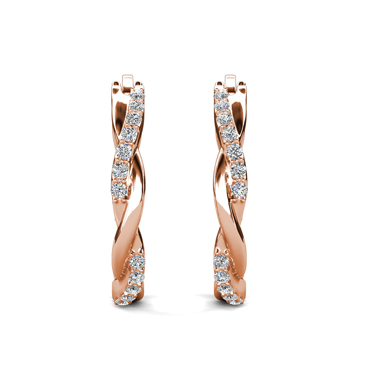 Lauren 18k White Gold Plated 22mm Twisted Hoop Earrings with Swarovski Crystals (3 Pair Set)