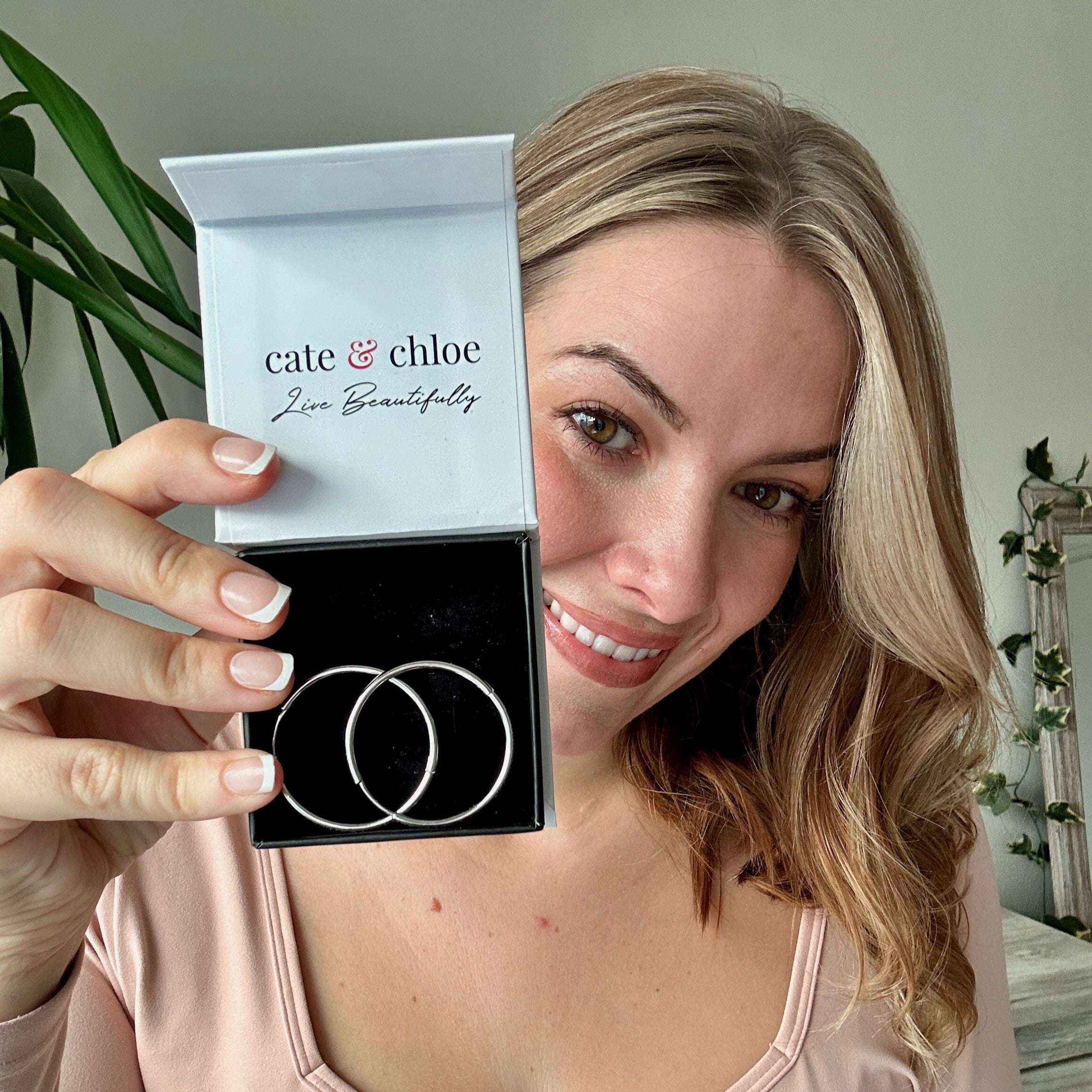 Leslie 18k White Gold Plated 10mm-40mm Hoop Earrings with Swarovski Crystals