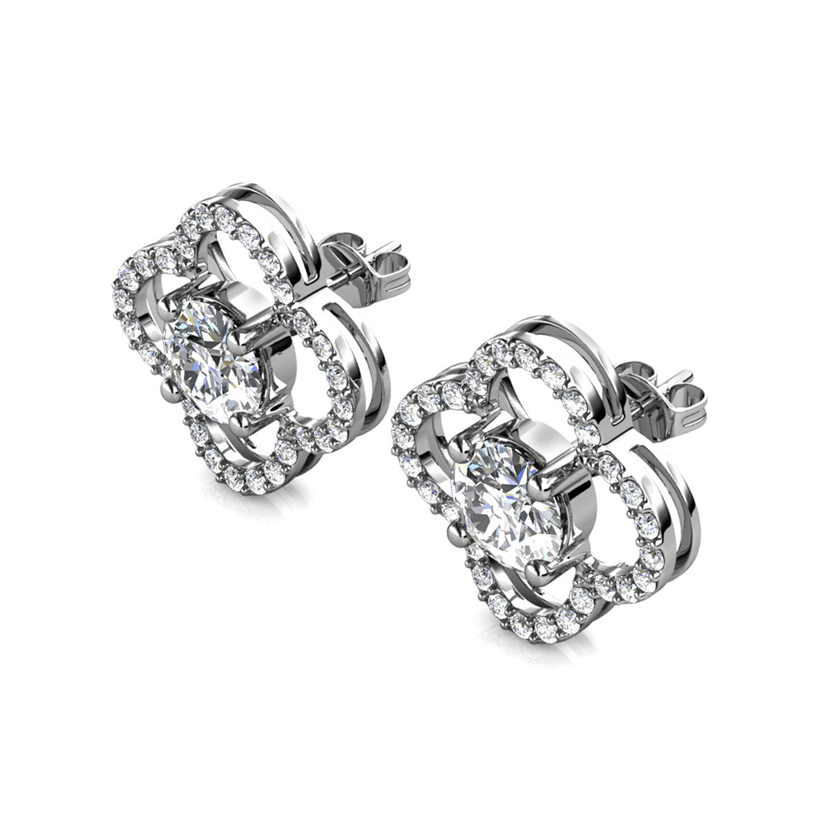Moissanite by Cate & Chloe Charlotte Sterling Silver Stud Earrings with Moissanite and 5A Cubic Zirconia Crystals