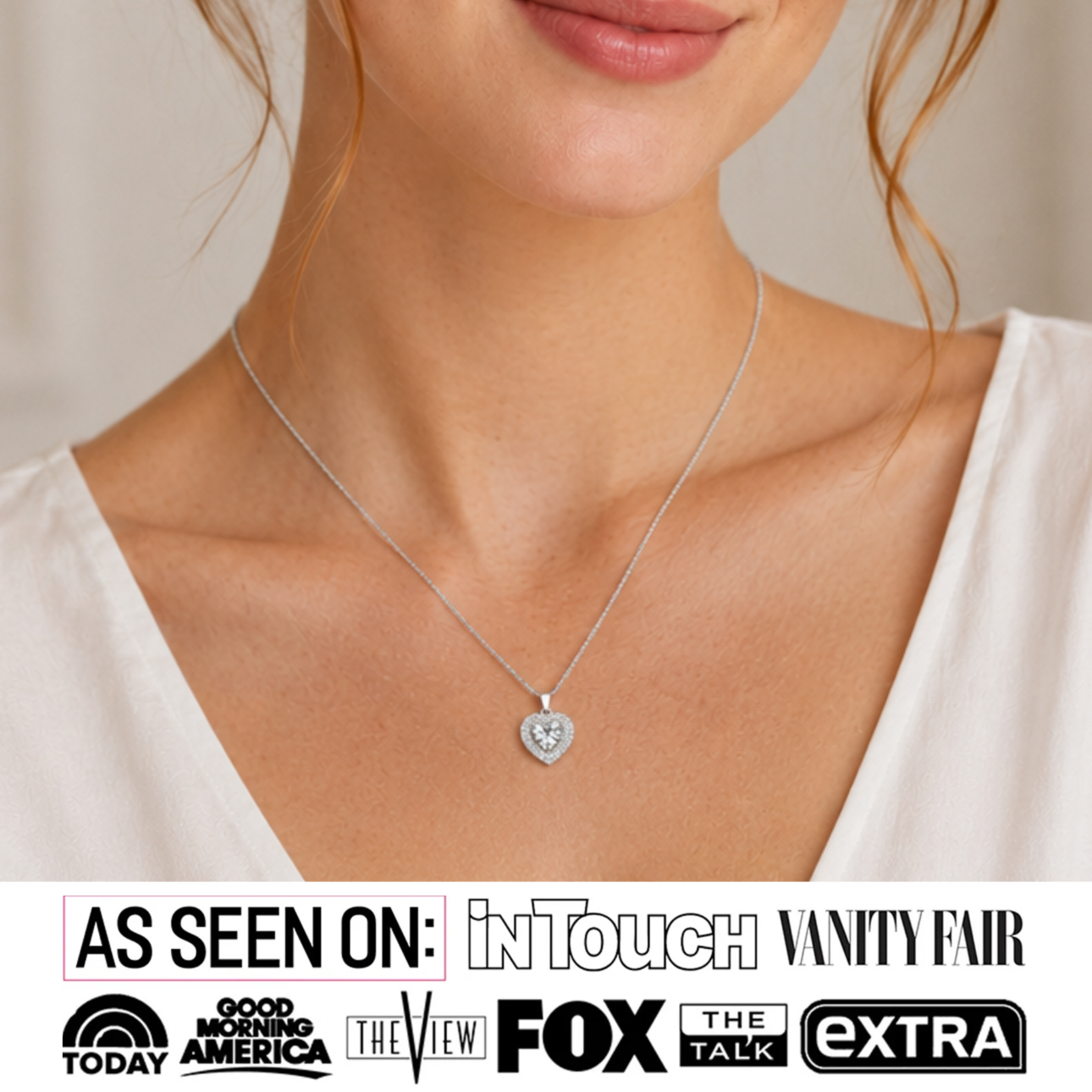 Coraline 18k White Gold Plated Heart Pendant Necklace with Simulated Diamond Crystals