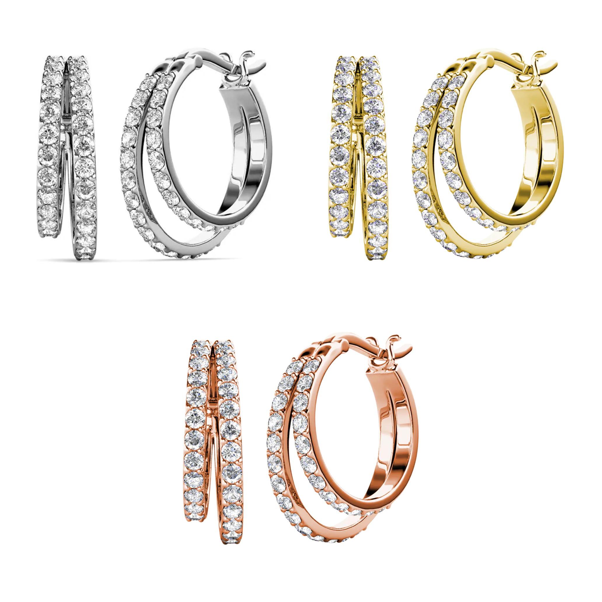 Corina 18k White Gold Plated 20mm Hoop Earrings with Swarovski Crystals