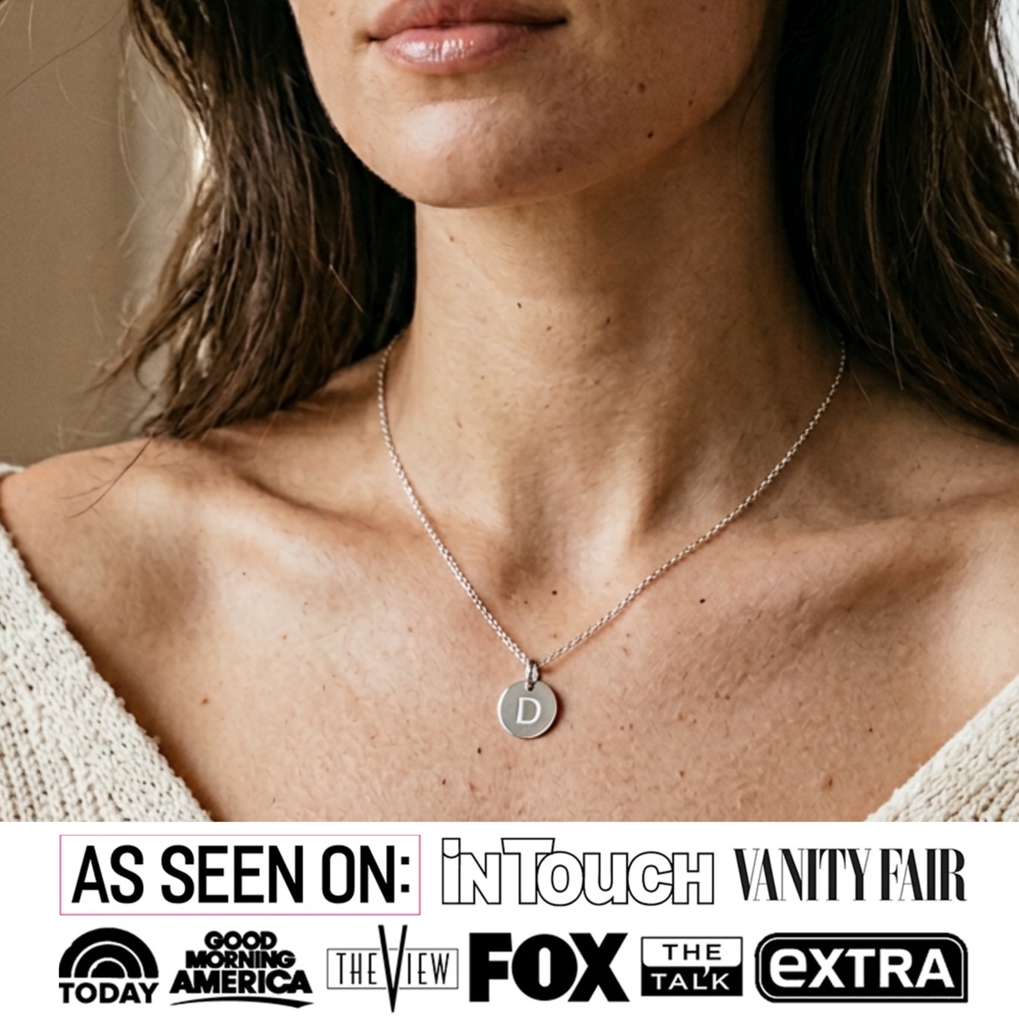 Summer Collection 18k White Gold Plated Engraved Initial Letter Pendant Necklace