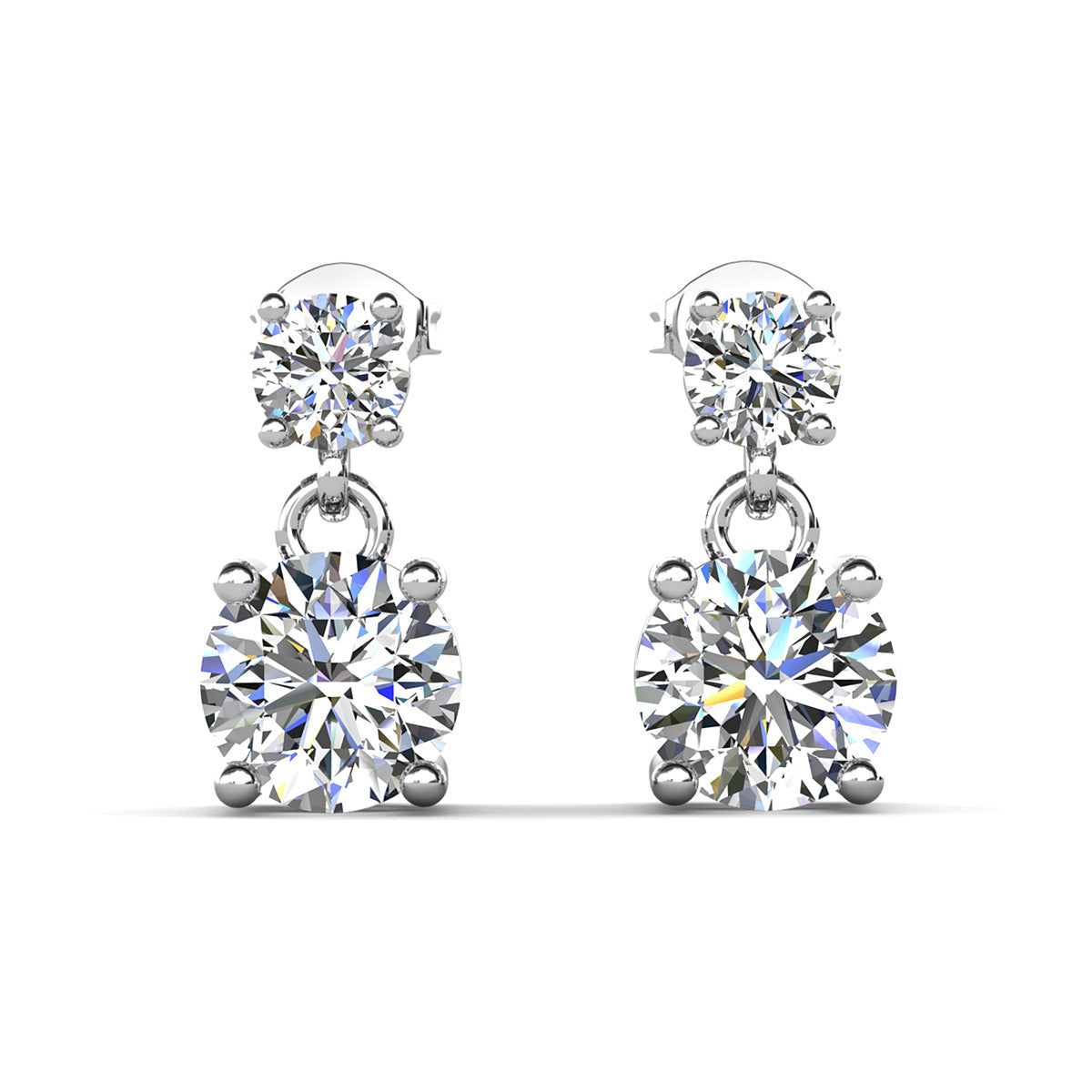 Jasmine 18k White Gold Plated Drop Earrings with Swarovski Crystals