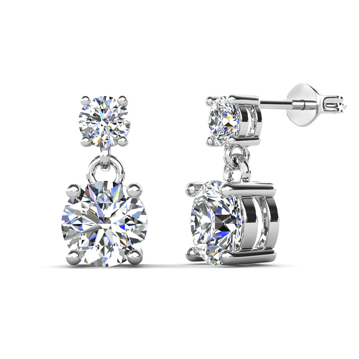 Jasmine 18k White Gold Plated Necklace and Earrings Jewelry Set with Swarovski Crystals