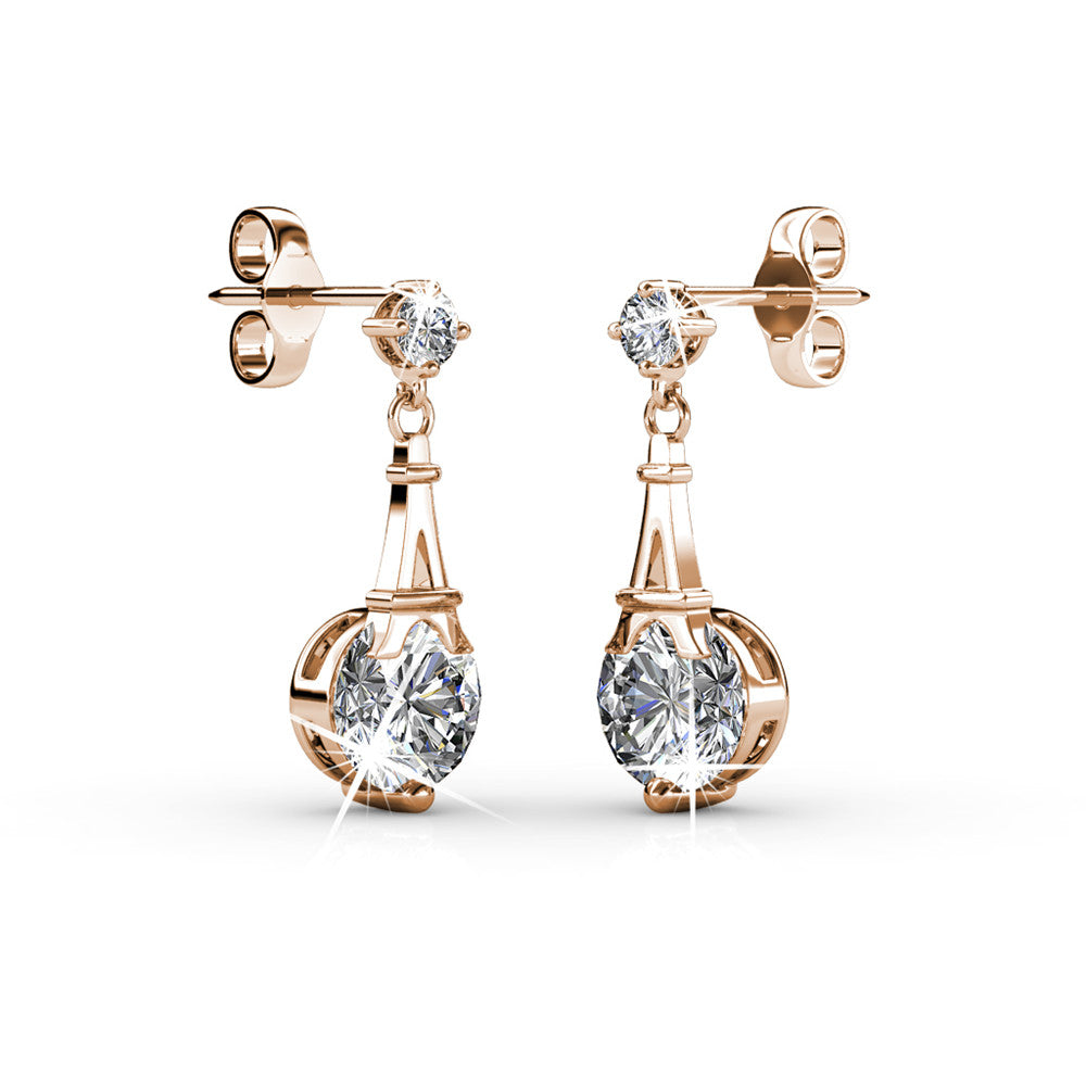 Isla 18k White Gold Plated Dangle Earrings with Round Swarovski Crystals