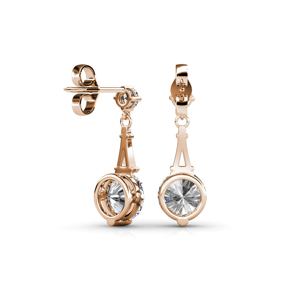 Isla 18k White Gold Plated Dangle Earrings with Round Swarovski Crystals