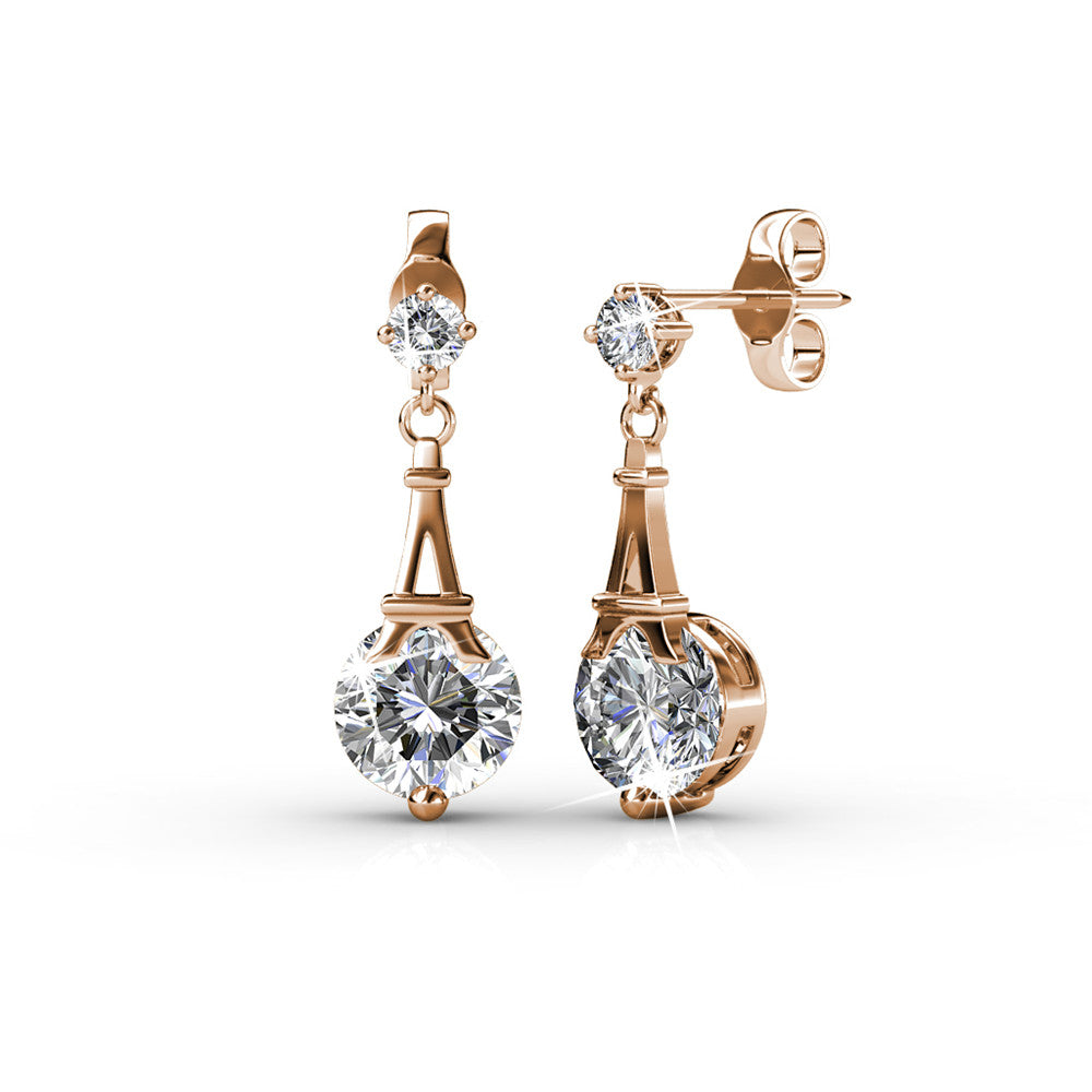 Isla 18k White Gold Plated Dangle Earrings with Round Swarovski Crystals