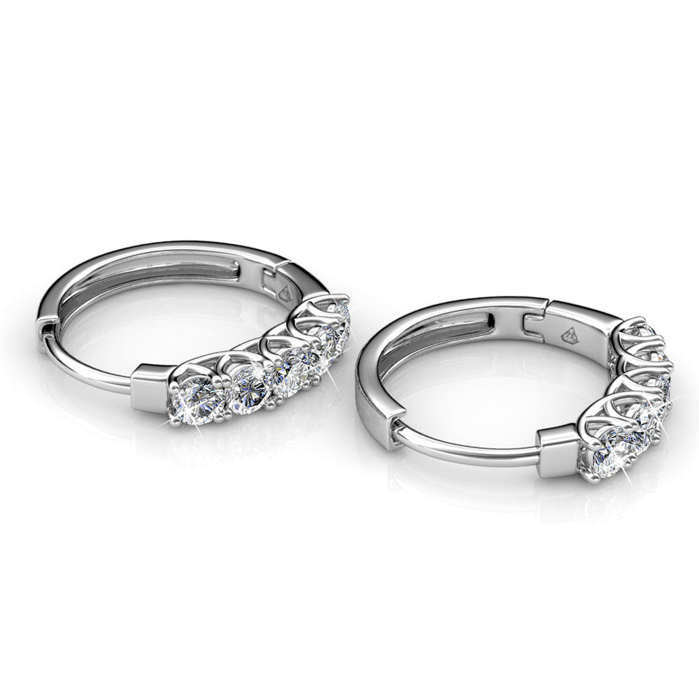 Bethany 18k White Gold Plated 15mm Hoop Crystal Earrings with Swarovski Crystals