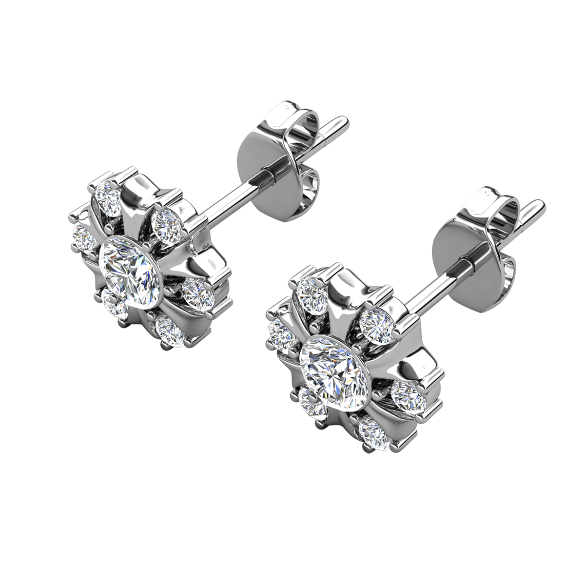 Millie 18k White Gold Plated Stud Earrings with Simulated Diamond Crystals