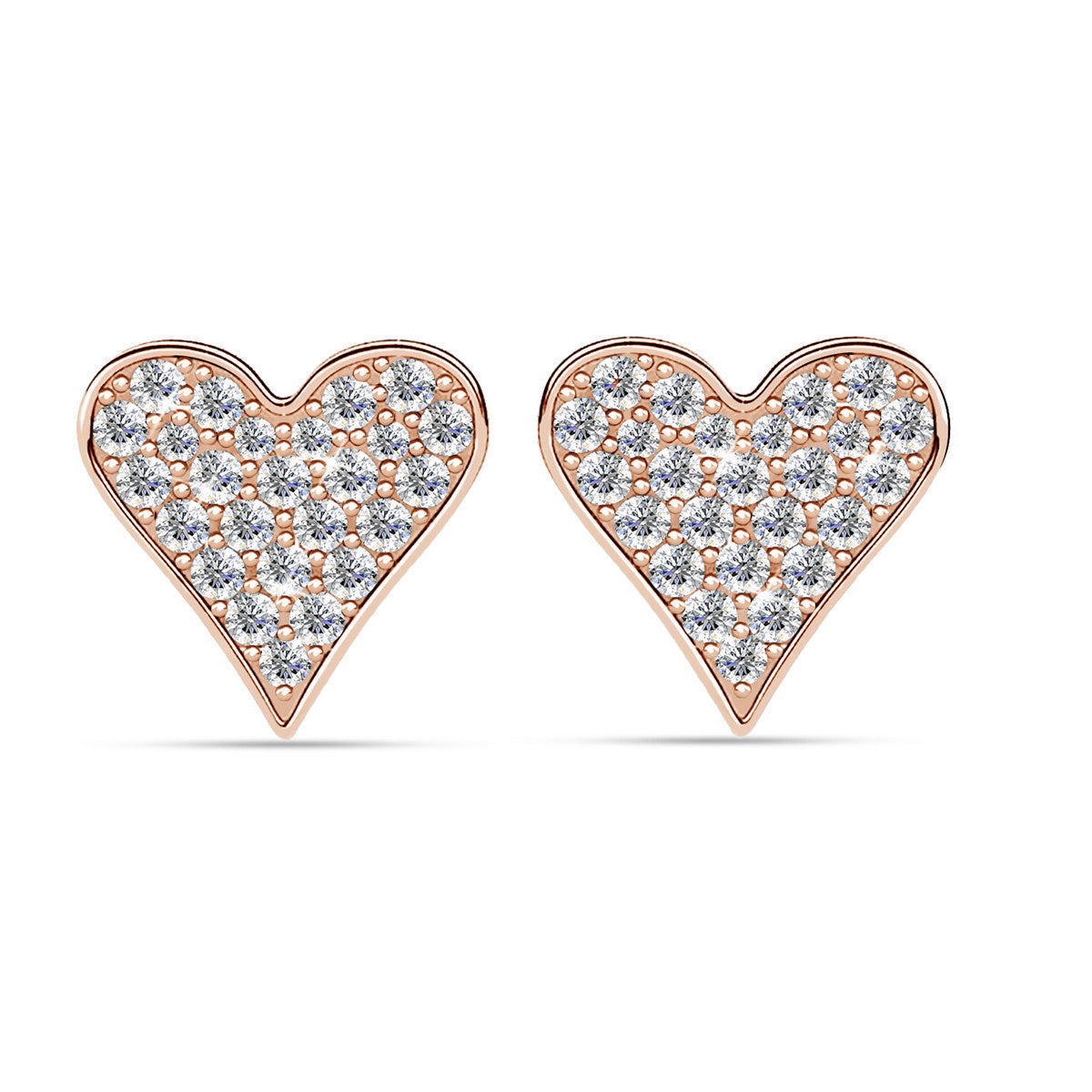 Cecilia 18k White Gold Plated Silver Heart Stud Earrings with Swarovski Crystals