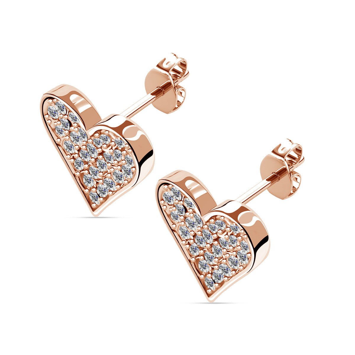 Cecilia 18k White Gold Plated Silver Heart Stud Earrings with Swarovski Crystals