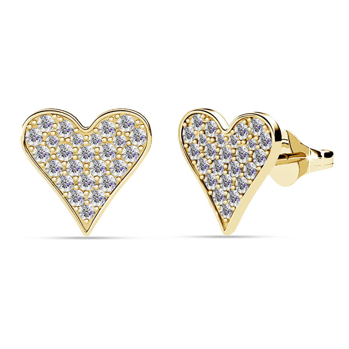 Cecilia 18k White Gold Heart Necklace and Stud Earrings Jewelry Set with Crystals
