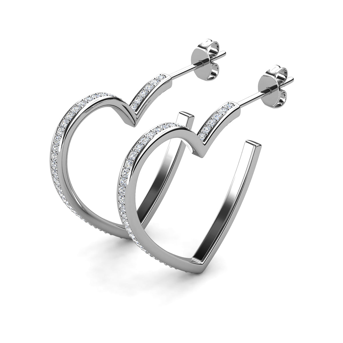 Sylvia 18k White Gold Plated Crystal Hoop Earrings