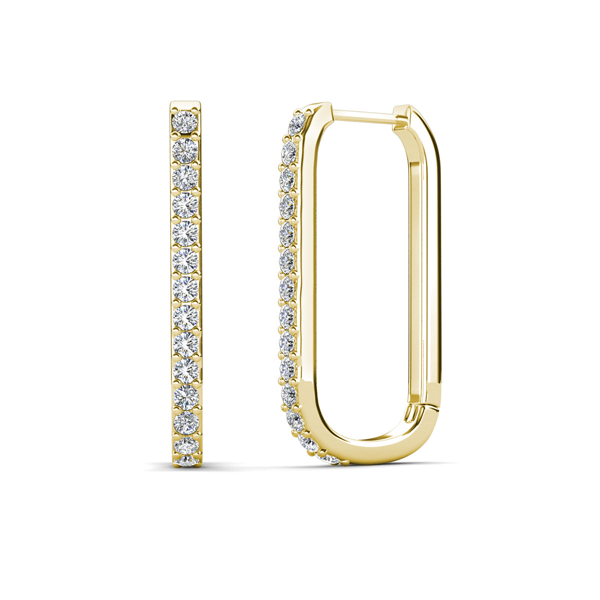 Nadia 18k White Gold Plated 24mm Hoop Earrings with Swarovski Crystals