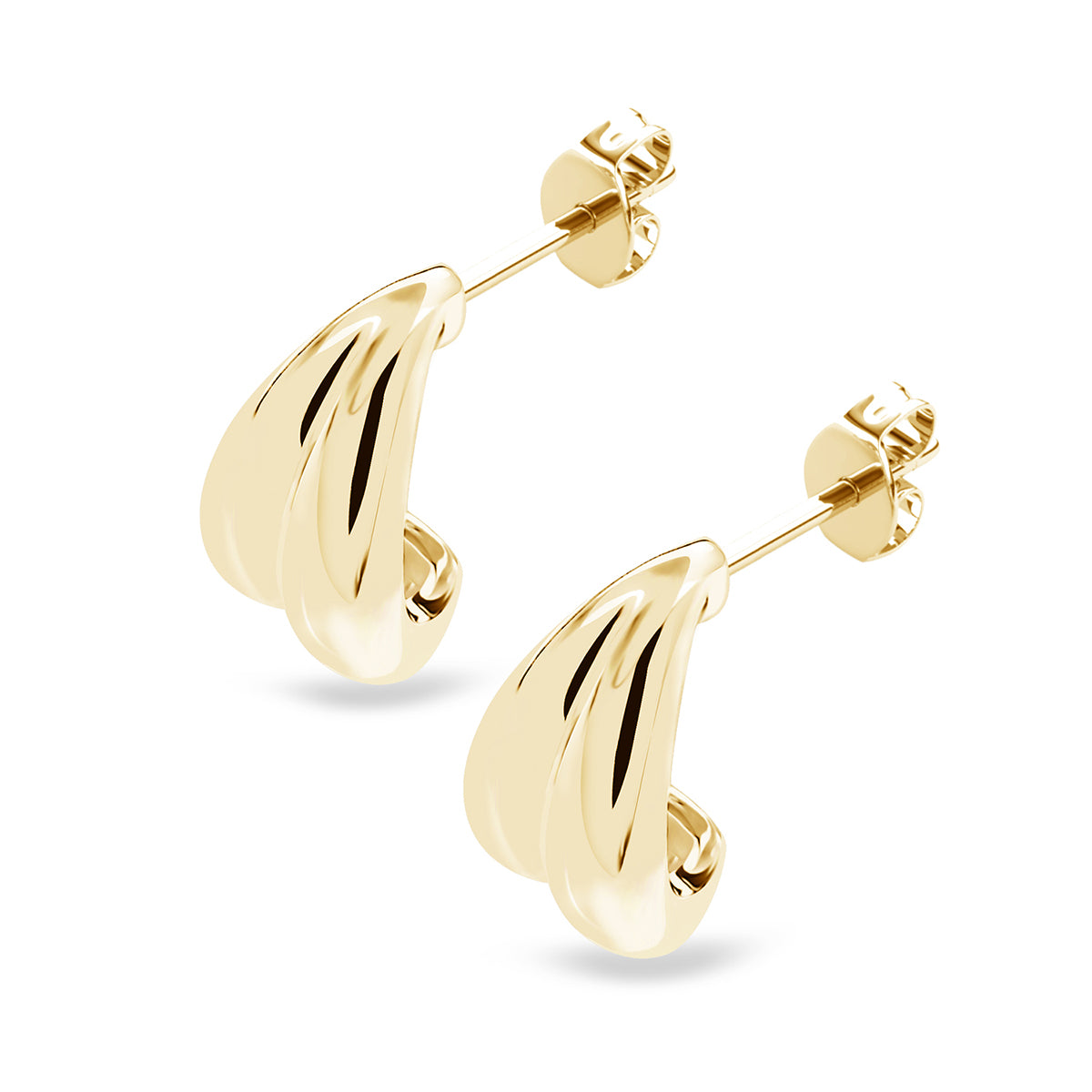 Shae 18k White Gold Plated Semi-Hoop Curved Stud Earrings