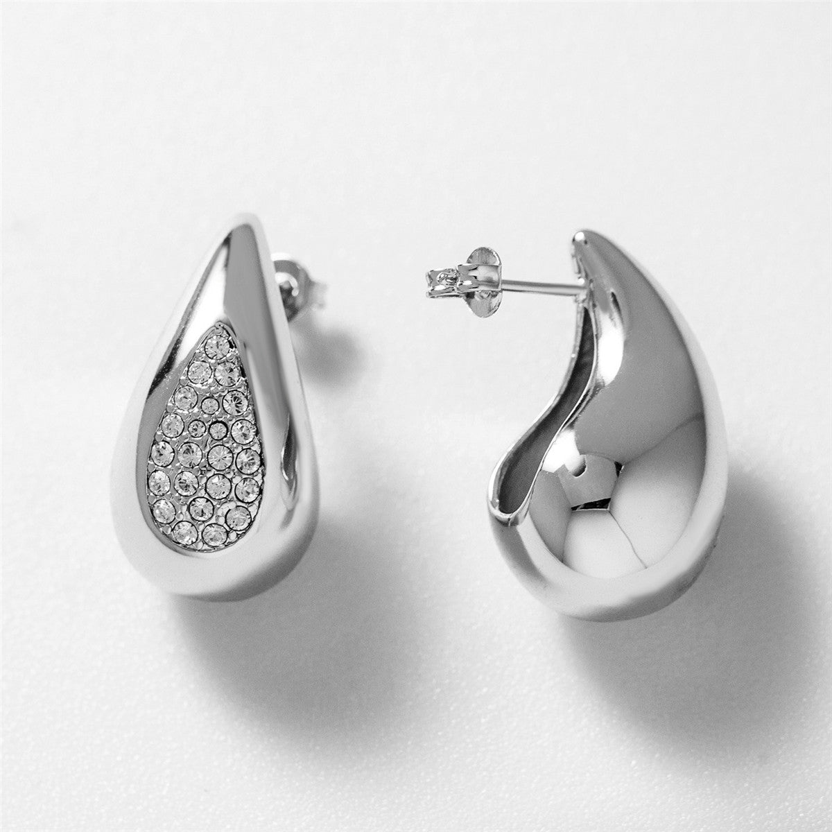 Sally 18k White Gold Plated Teardrop Stud Earrings with Swarovski Crystals