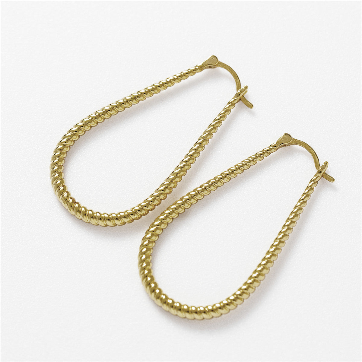 Angelica 18k White Gold Plated 24mm Twisted U-Shaped Hoop Earrings