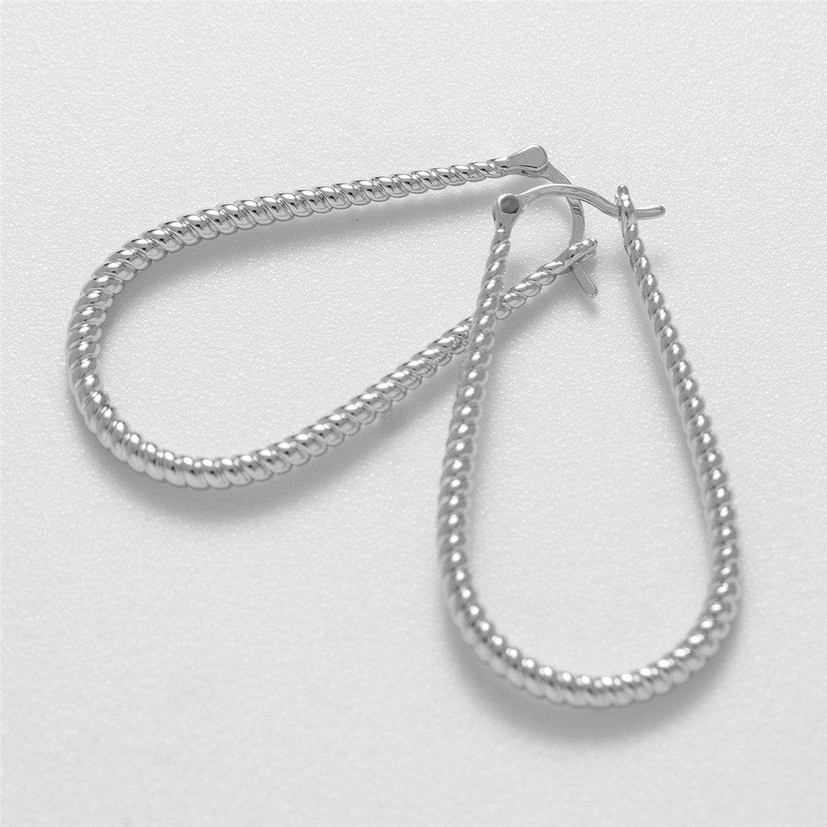 Angelica 18k White Gold Plated 24mm Twisted U-Shaped Hoop Earrings