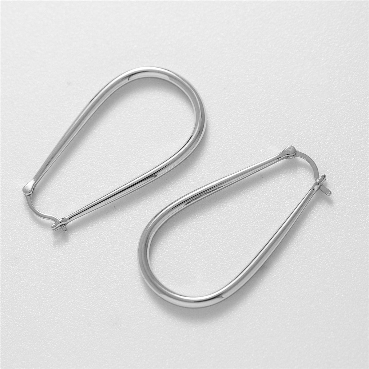 Beatrice 18k White Gold Plated 24mm U-Shaped Hoop Earrings